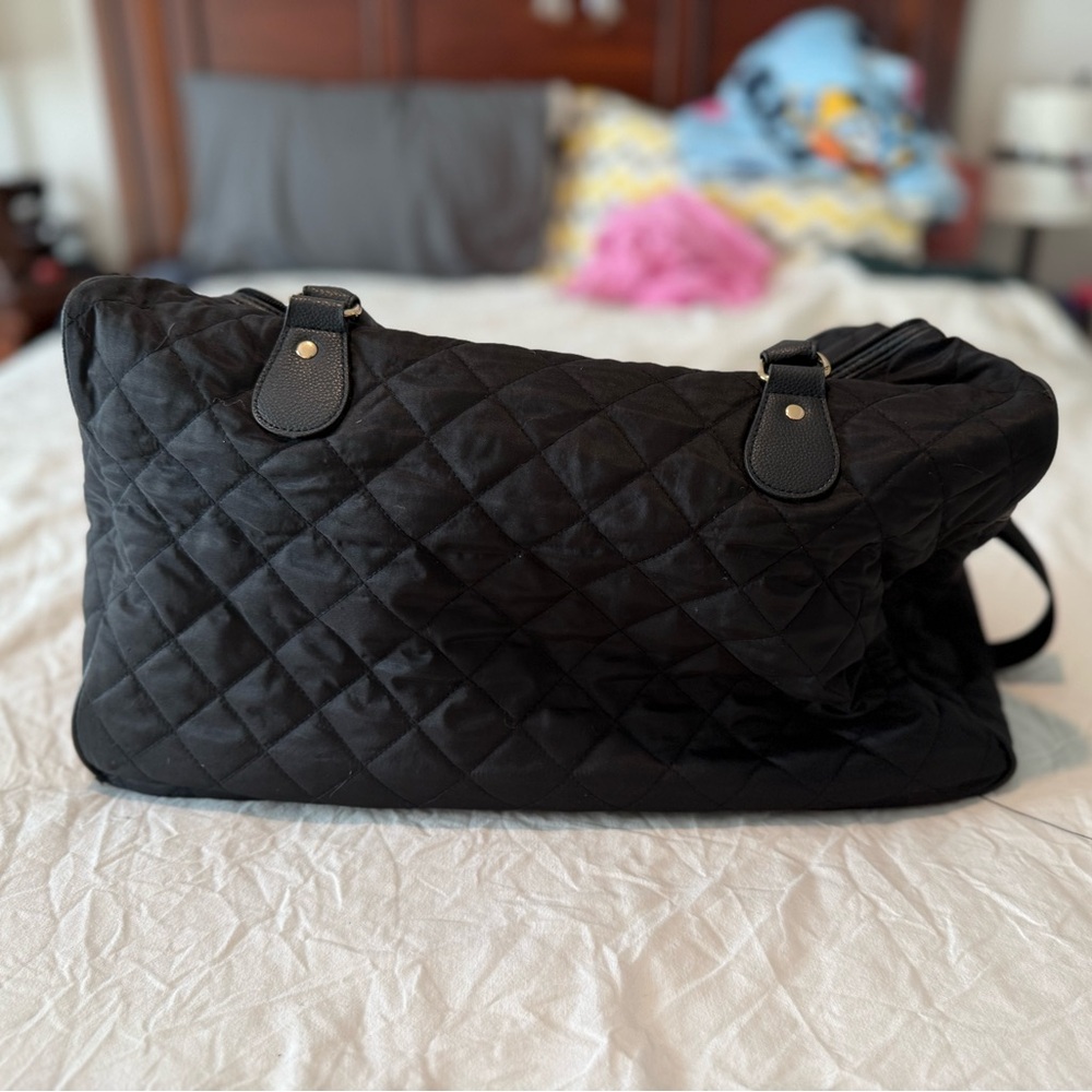 Elegant Black Quilted Tote Bag